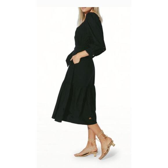 Cleobella Harlow Midi Dress – Black Organic Cotton with Lace Trim - Cottagecore - Picture 3 of 13